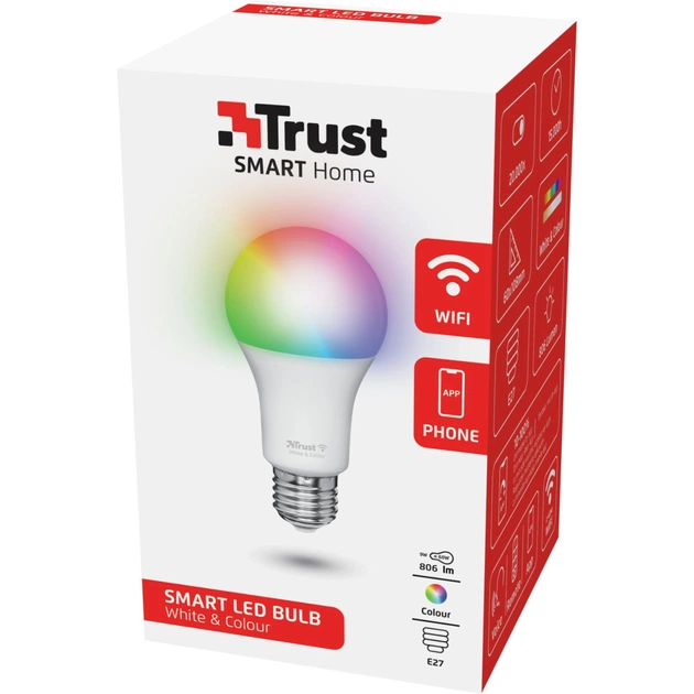 Розумна лампочка Trust E27 806 Lumen, 1800-6500k, RGBCW, white (71281_TRUST) - picture 4