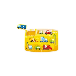 Розвиваюча іграшка Hape дерев'яна рамка-вкладиш Будівельний транспорт (E1407) зображення 1