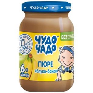 Дитяче пюре Чудо-Чадо Яблуко і банан без цукру з 6 місяців 170 г (4820016253353) зображення 1