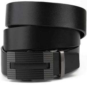 Ремінь Vintage Чоловічий з лінійною пряжкою Чорний (20290) зображення 1