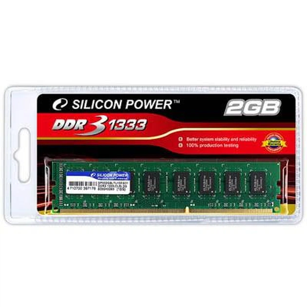 Модуль пам'яті для комп'ютера DDR3 2GB 1333 MHz Silicon Power (SP002GBLTU133V02 / SP002GBLTU133S02) - зображення 1