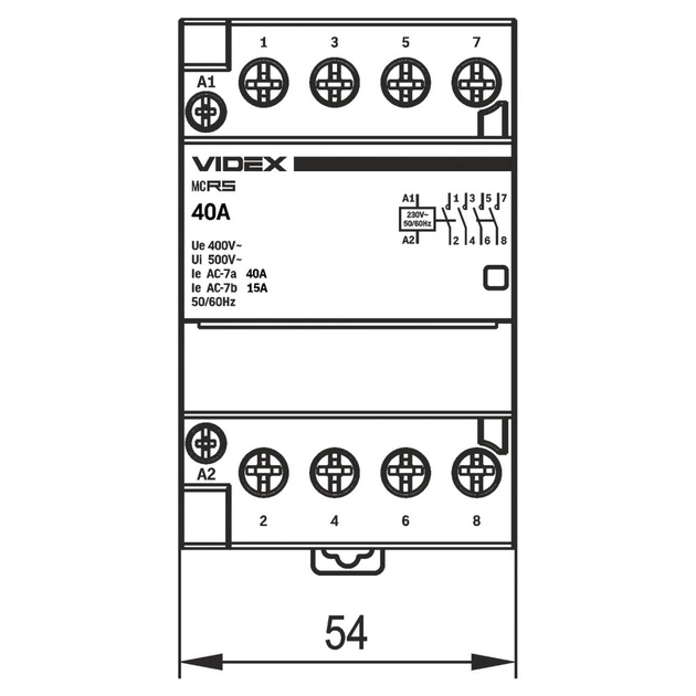 Контактор Videx 4п 40А 4НВ VF-RS-MC4O-40 RESIST - picture 5