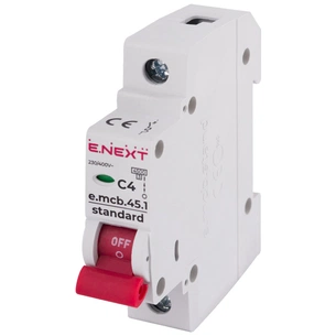 Автоматичний вимикач E.NEXT 1-п e.mcb.stand.  4А C ( 4,5кА) (s002004) изображение 1