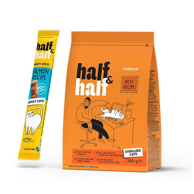 Сухий корм для кішок Half&Half для стерилізованих котів із яловичиною (2700000045367) - зображення 1