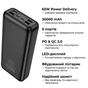 Батарея універсальна HOCO 30000mAh Apollo PD/65W QC/3.0 Black (DB81 / 714720) - зменшене зображення 5