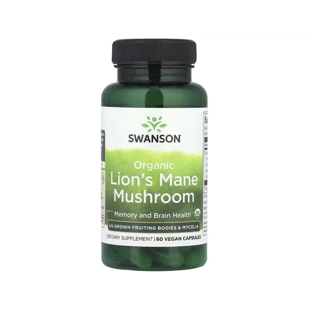 Витаминно-минеральный комплекс Swanson Ежовик гребенчатый, Organic Lion''s Mane Mushroom, 60 веганских капсу (SWV11945) - изображение 1