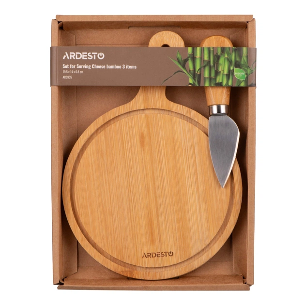 Дошка для подачі Ardesto Midori, 2 предмети, 19.5х14х0.8см, бамбук, нержавіюча сталь (AR0935) - picture 5