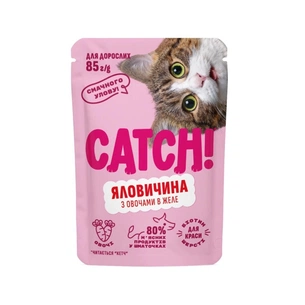 Вологий корм для кішок Catch! з яловичиною та овочами в желе 85 г (4820261921960) зображення 1