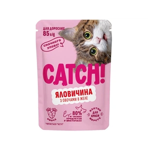 Вологий корм для кішок Catch! з яловичиною та овочами в желе 85 г (4820261921960) зображення 1