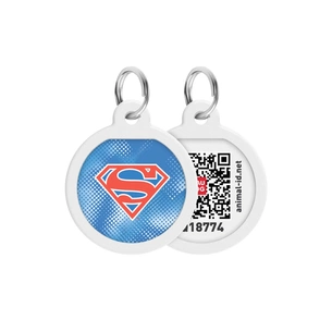 Адресник для животных WAUDOG Smart ID с QR паспортом "Супермен ретро" круг Д 25 мм (225-1082) изображение 1