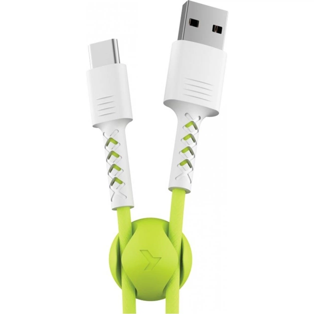 Дата кабель USB 2.0 AM to USB-C 1.0m Soft white/lime Pixus (4897058531169) - зображення 1