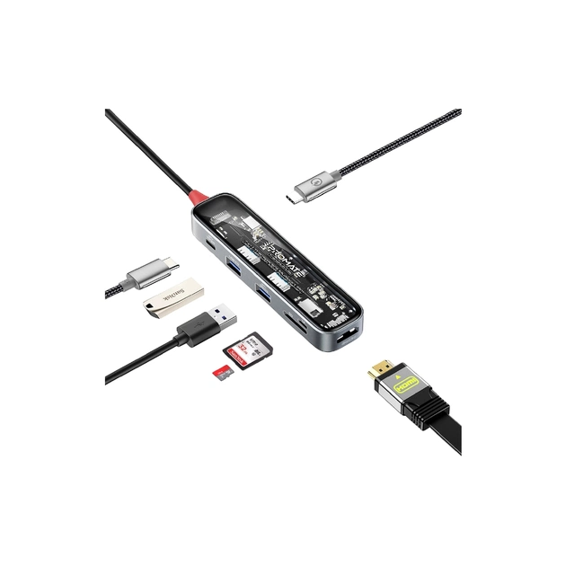 Концентратор Promate USB-C 7-in-1 Promate transhub-lite (transhub-lite) - зображення 1