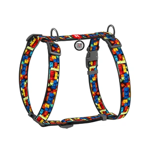 Шлея для собак WAUDOG Nylon з QR-паспортом анатомічна H-подібна "Блоки" пластиковий фастекс S (320-4056) зображення 1