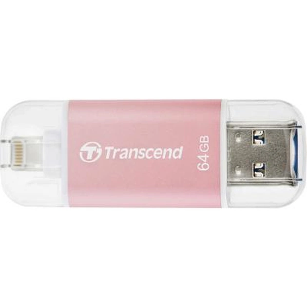 USB флеш накопичувач Transcend 64GB JetDrive Go 300 Rose Gold USB 3.1/Lightning (TS64GJDG300R) - изображение 1