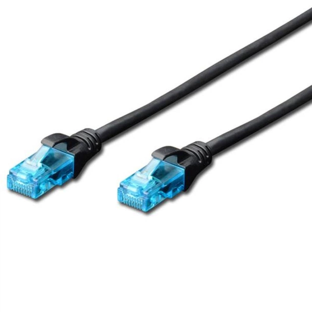 Патч-корд Digitus 1м, cat.5e, UTP, AWG 26/7, black (DK-1511-010/BLACK) - зображення 1