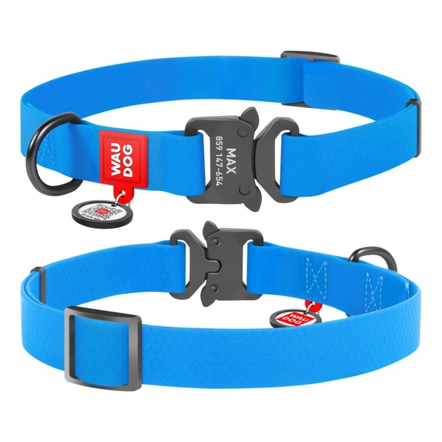 Нашийник для тварин WAUDOG Waterproof з QR паспортом M Ш 20 мм Д 24-40 см(блакитний) (27932) - picture 4