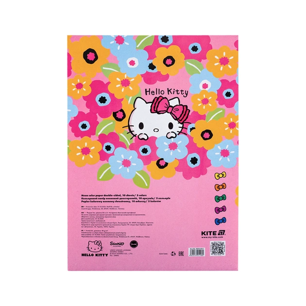 Кольоровий папір Kite А4 неоновий Hello Kitty (10 аркушів/ 5 кольорів) (HK24-252-1) - зображення 4