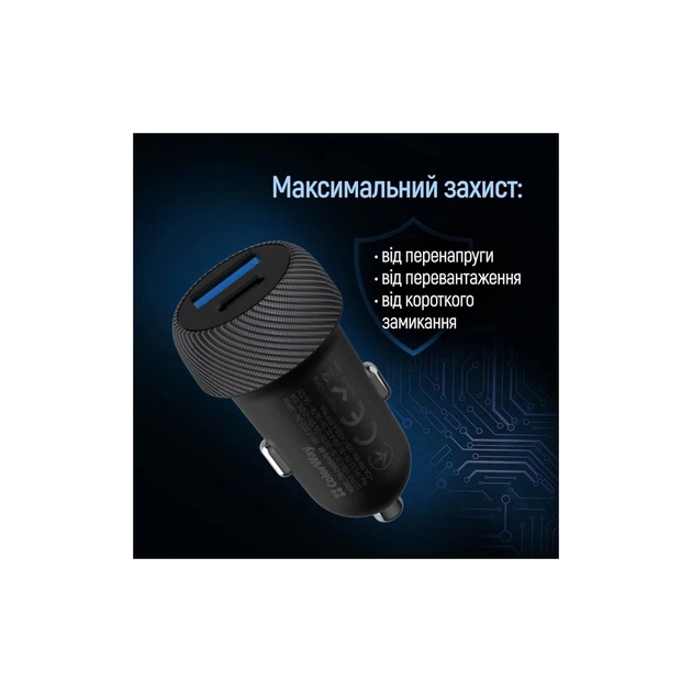 Зарядний пристрій ColorWay USB-C PD35W + USB QC3.0 car adapter (CW-CHA064PD-BK) - picture 11