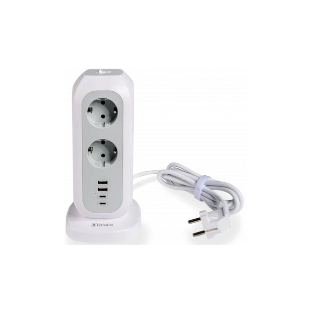 Мережевий фільтр живлення Verbatim 11 розеток, 2 x USB-C та 2 x USB-A (49547) - зображення 1