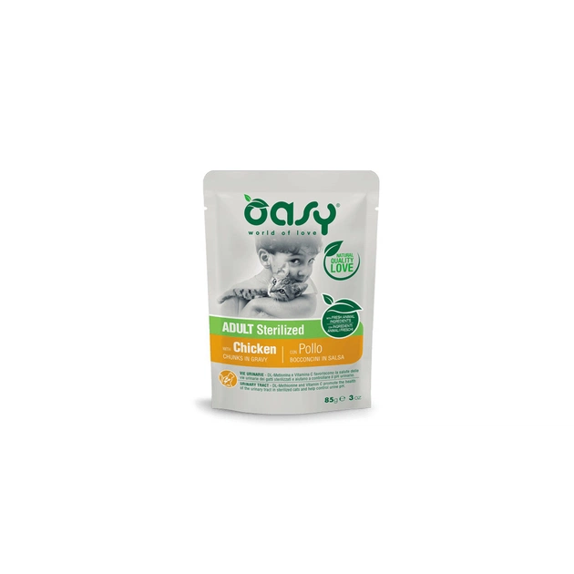 Вологий корм для кішок OASY Adult Sterilized з куркою 85 г (8053017343785) - изображение 1