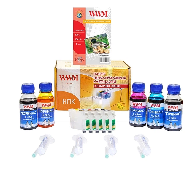 Комплект перезаправляемых картриджей WWM Epson C110/Office T30/TX510FN (RC.T073H) - изображение 1
