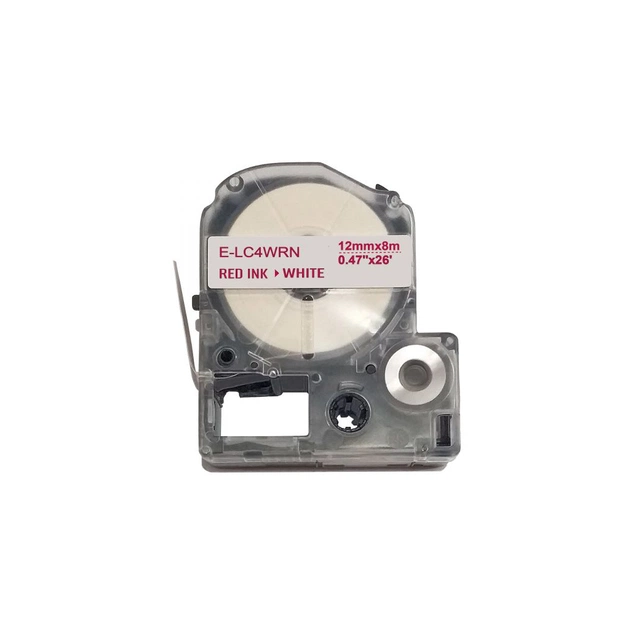 Стрічка для принтера етикеток UKRMARK E-LC4WRN, 12мм х 8м, red on white, сумісна з LC-4WRN (900925) - зображення 1