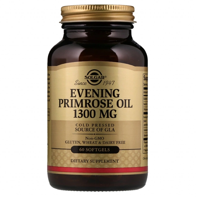 Трави Solgar Масло Примули Вечірньої 1300 мг, Evening Primrose Oil, 60 же (SOL-01057) - зображення 1