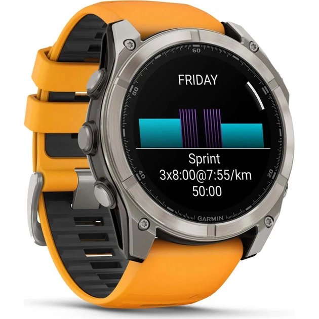 Смарт-часы Garmin fenix 8 51mm, AMOLED, Saph, Ti/Bare/Grpht, SparkOrg/GrphtBd, (010-02905-11/010-02905-53) - изображение 3