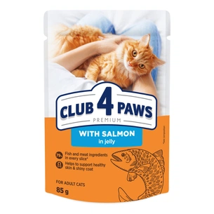 Вологий корм для кішок Club 4 Paws Premium Плюс з лососем у желе 85 г (4820215369015) зображення 1