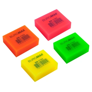 Гумка Buromax NEON, прямокутна 40x35x14 мм, м'який пластик, асорті кольорів (BM.1123) изображение 1