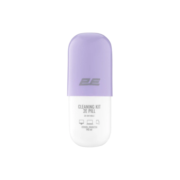 Спрей для очистки 2E PILL 140ml Liquid for office equipment +Microfibre 20 cm, white-lilac (2E-SK140LC) - изображение 1