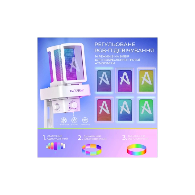 Мікрофон Fifine Ampligame Q8PROW USB White (Q8PROW) - picture 12