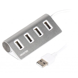 Концентратор Maxxter USB 2.0 Type-A 4 ports silver (HU2A-4P-01) зображення 1