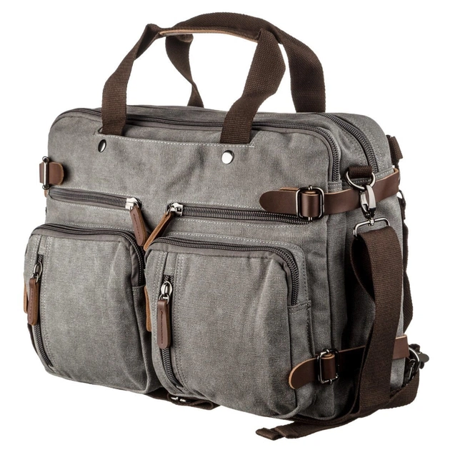 Сумка Vintage Трансформер текстильна велика Сіра (20151) - зображення 1