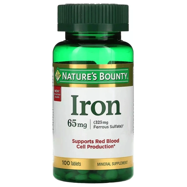 Мінерали Nature's Bounty Залізо, 65 мг, Iron, 100 таблеток (NRT-41383) - изображение 1