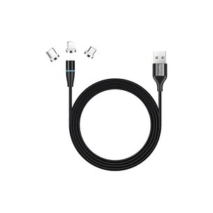 Дата кабель USB 2.0 AM to Lightning + Micro 5P + USB-C 1.0m Magnetic ColorWay (CW-CBUU038-BK) picture 1