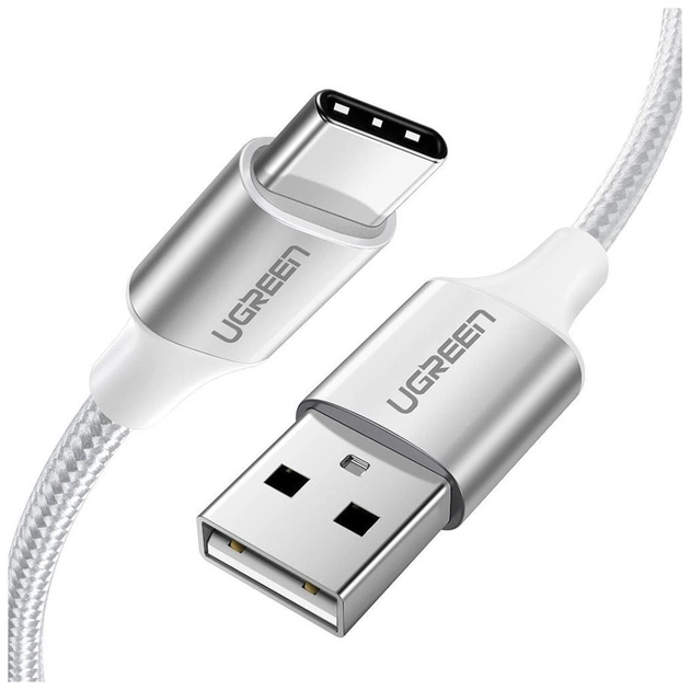 Дата кабель USB 2.0 AM to USB-C 2.0m 3.0A 18W US288 White Ugreen (60133) - изображение 1