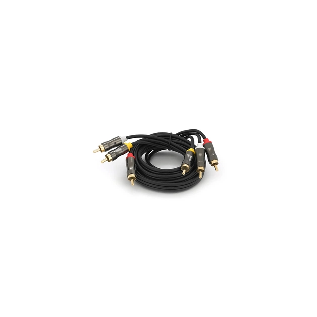 Кабель мультимедийный 3xRCA M to 3xRCA M 1.5m black VEGGIEG (YT-AV301) - изображение 1