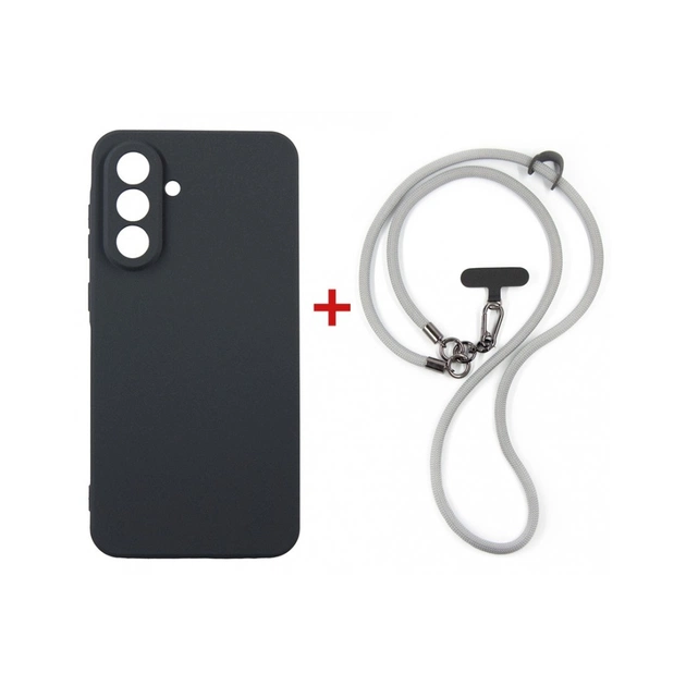 Чохол до мобільного телефона Dengos Case + Cross-body Strap Samsung Galaxy A37 Black+Grey (DG-KM-CCRB-01) - зображення 1