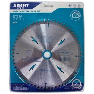 Диск пильний Зеніт "ПРОФІ" пильний по дереву 250x32/30/25.4, ATB 60 (19250660) зображення 1
