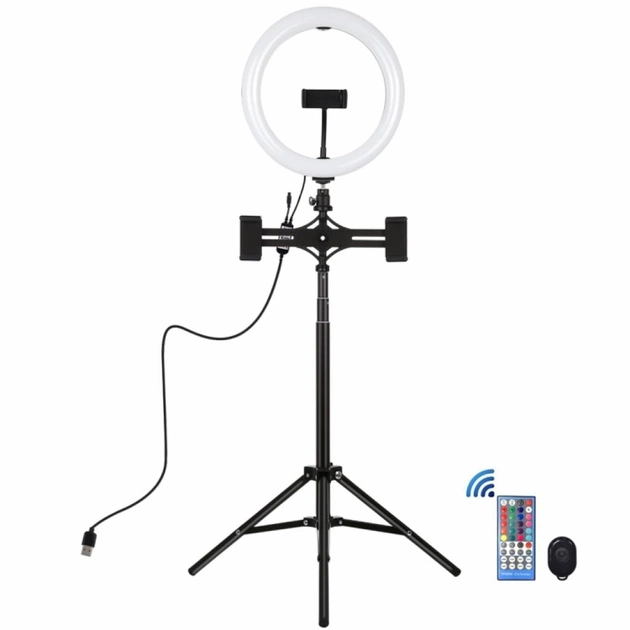 Набір блогера Puluz Ring USB RGBW LED lamp PKT3055B 10.2" + tripod 1.65 м (PKT3055B) - picture 1