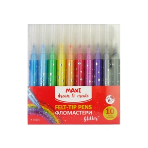 Фломастери Maxi з блискітками, 10 кольорів (MX15201) зображення 1