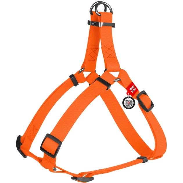 Шлея для собак WAUDOG Waterproof з QR-паспортом XS Ш 15 мм Д 30-39 см помаранчева (27634) - зображення 1