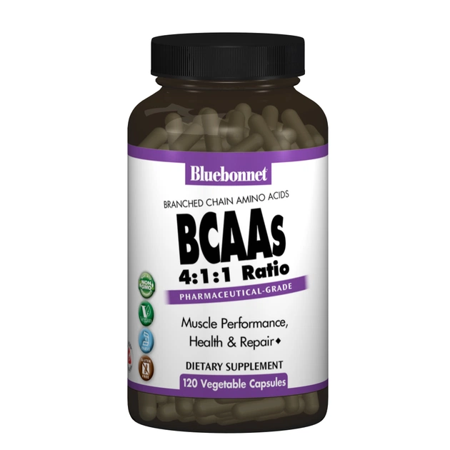 Амінокислота Bluebonnet Nutrition BCAAs (Розгалужені Ланцюги Амінокислот), 120 гелевих капсул (BLB-01590) - зображення 1