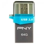 USB флеш накопичувач PNY flash 64GB Duo-Link OU3 OTG USB 3.0 (FDI64GOTGOU3G-EF) - зменшене зображення 1