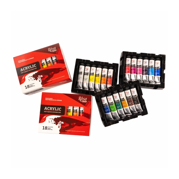 Акрилові фарби Rosa Studio 18 кольорів 20 мл (4823098538134) - picture 4