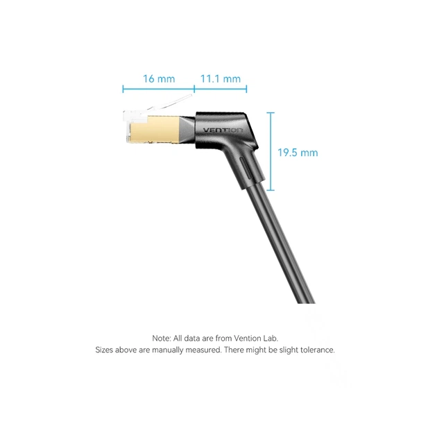 Патч-корд 1м STP cat 8 RJ-45 90° corner black Vention (IKLBF) - picture 11
