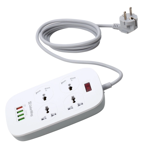 Мережевий фільтр живлення ColorWay 4 розетки/4USB White 1.8м (1QC3.0 + 3 AUTO ID) (CW-CHU44QW) - picture 2