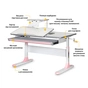 Парта Mealux Vancouver Multicolor Pink з полицею (BD-620 W/G MC+ PN+ S50) - зменшене зображення 2