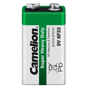 Батарейка Camelion Крона 6F22 9V Super Heavy Duty Green * 1 (6F22-SP1G) зображення 1